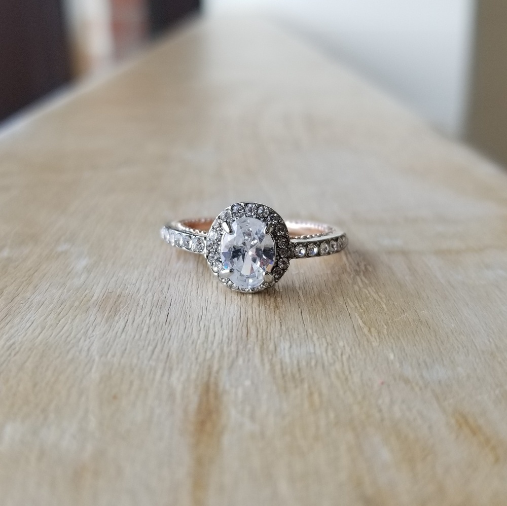 Two-Tone Silver and Rose Gold Ring Set - Picture 2 of 7